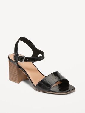 Old Navy Black crocodile Block Heel Sandals size 8.5